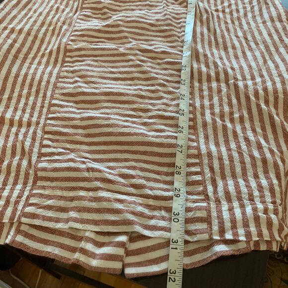 Madewell S Red White Stripe Play Button Back Linen Blend Shift Mini Dress G5305 - Picture 7 of 14